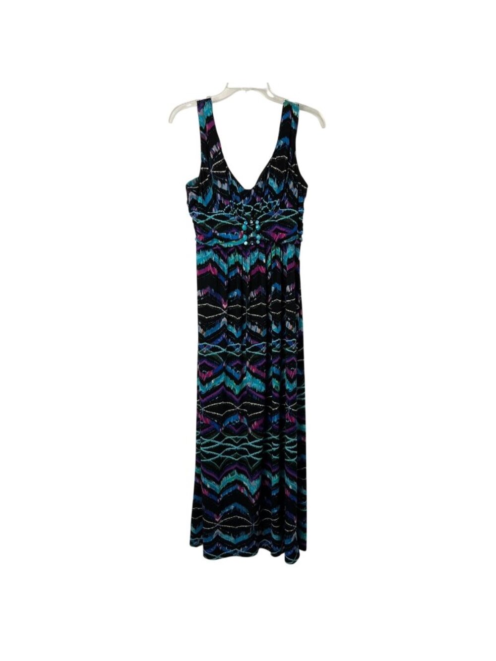 Bisou Bisou Michelle Bohbot Maxi Dress Womens 10P Petite Beaded  Chevron Used